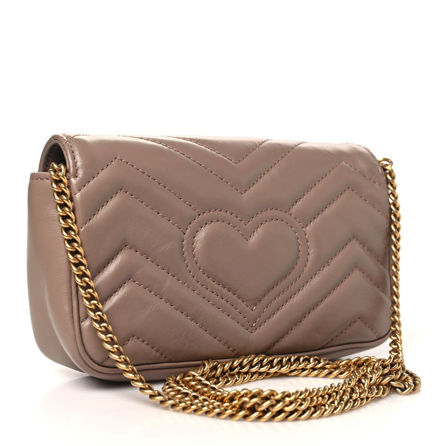 Calfskin Matelasse Super Mini GG Marmont Shoulder Bag Porcelain Rose