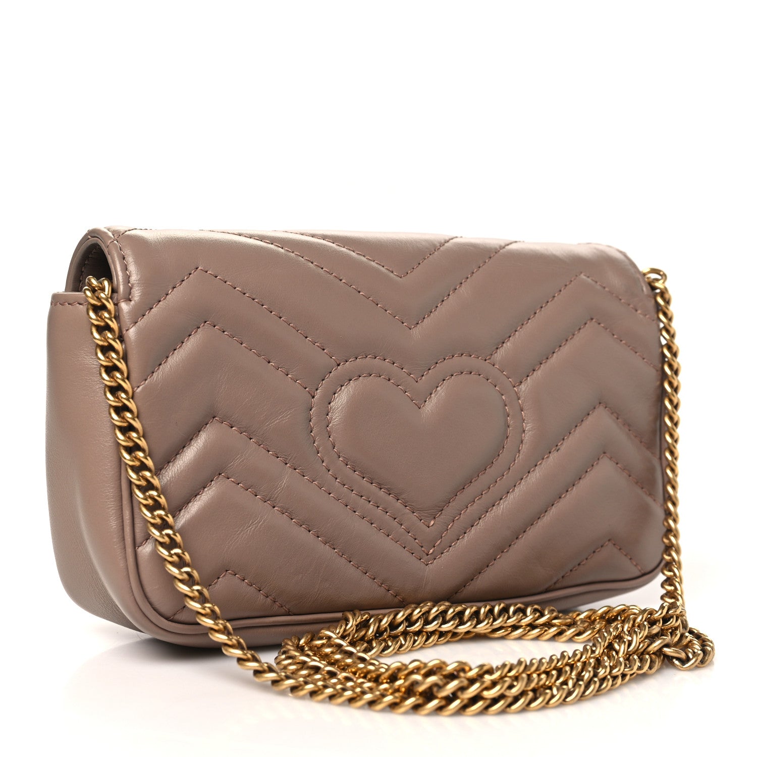 Gucci Calfskin Matelasse Super Mini GG Marmont Shoulder Bag Porcelain Rose 3 of 11