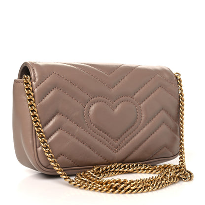 Gucci Calfskin Matelasse Super Mini GG Marmont Shoulder Bag Porcelain Rose 3 of 11