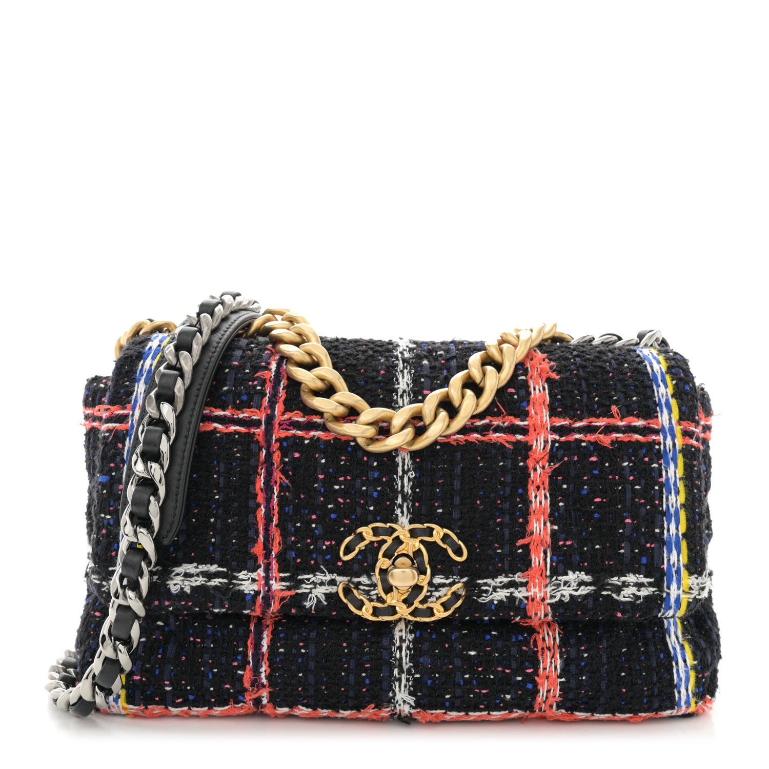 Chanel Tweed Quilted Medium Chanel 19 Flap Black Multicolor 1 of 11