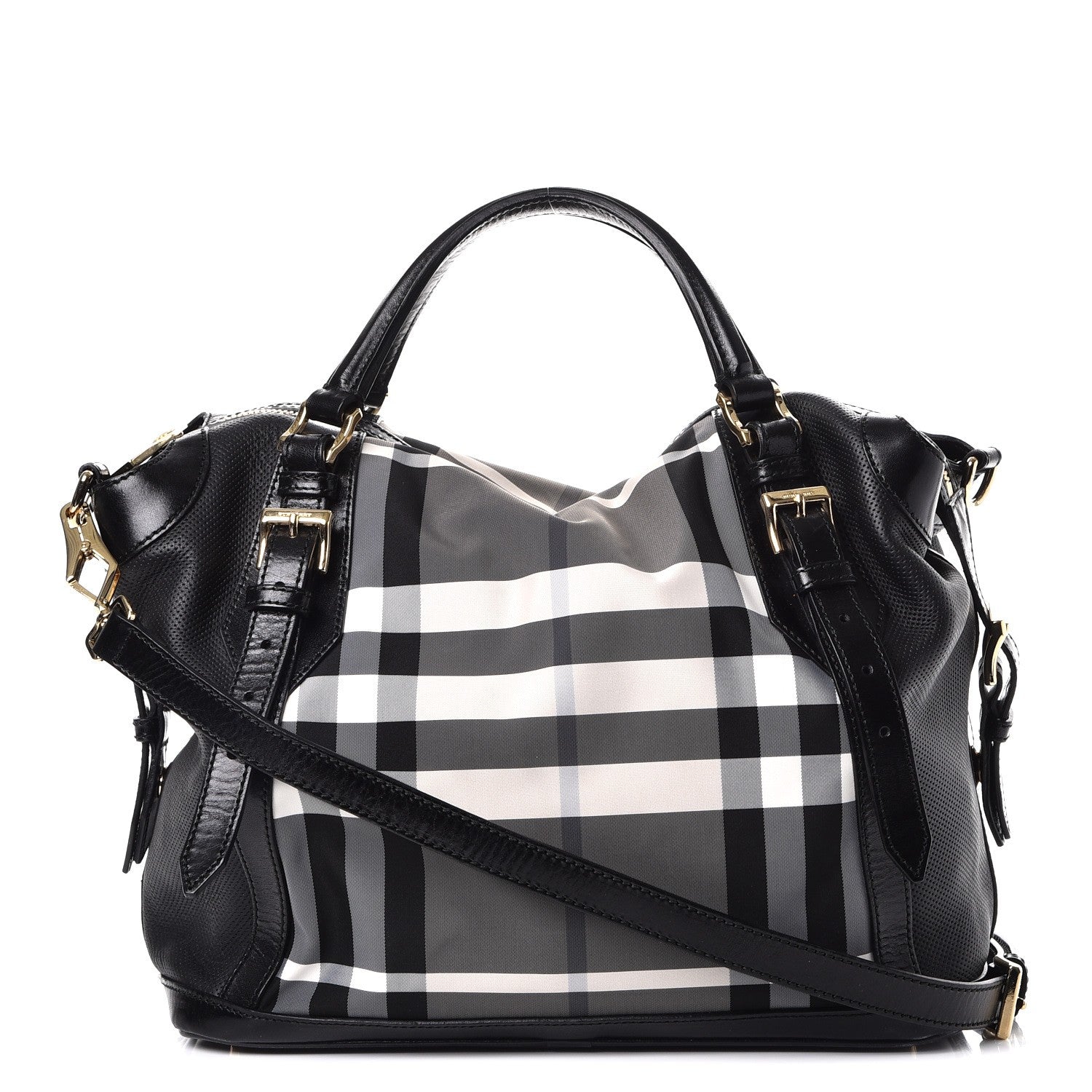 Burberry Beat Check Medium Ellers Satchel Black 1 of 12