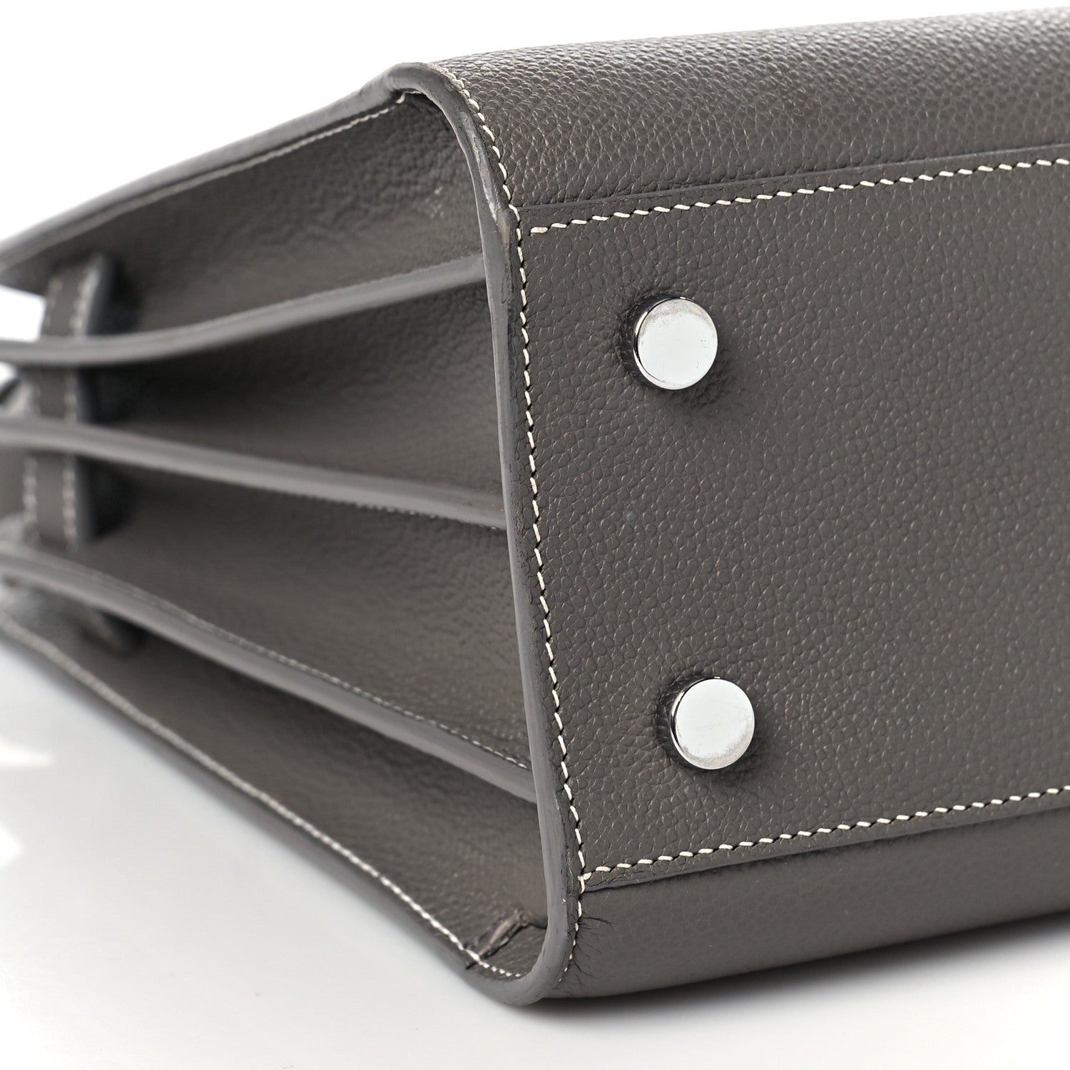 Saint Laurent Grained Calfskin Topstich Baby Sac De Jour Grey 8 of 10