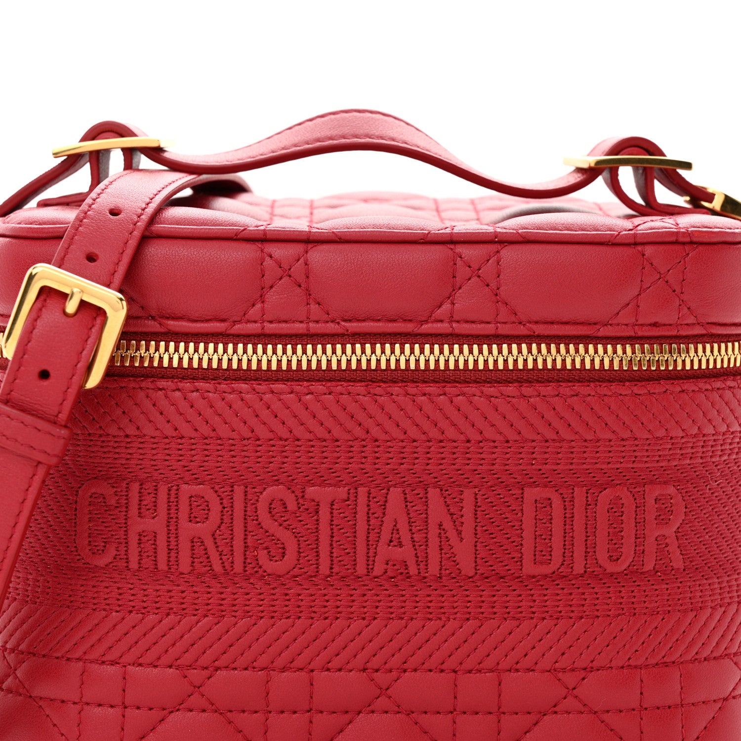 Christian Dior Lambskin Cannage Small Diortravel Vanity Case Red 7 of 9