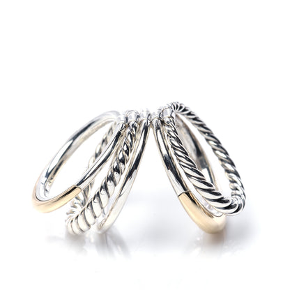 David Yurman Sterling Silver 18K Yellow Gold Wide Pure Form Ring 54 7 5 of 6