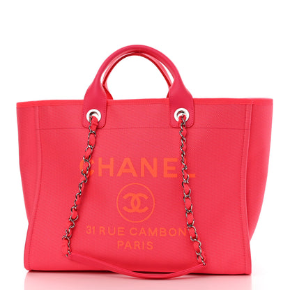 Chanel Mixed Fibers Calfskin Medium Deauville Tote Pink Orange 3 of 11