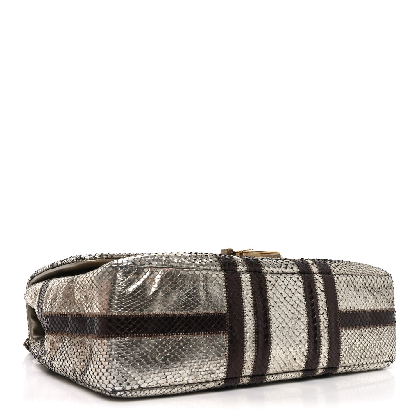 Metallic Snakeskin Jumbo Single Flap Light Gold Bronze