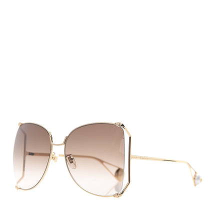 Gucci Oversized Round Sunglasses GG0252S Gold Brown 1 of 7