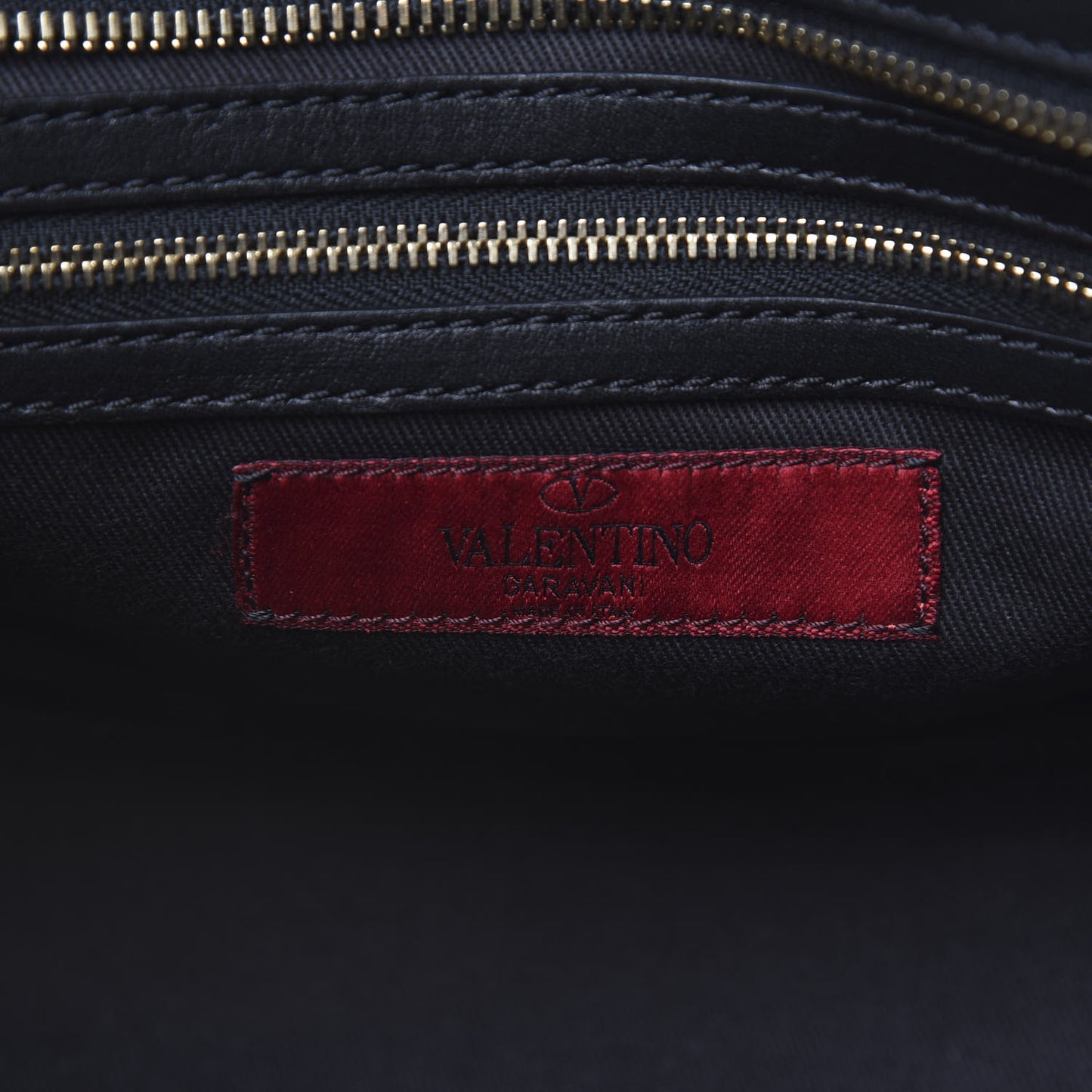 Vitello Small Rockstud Double Handle Tote Black