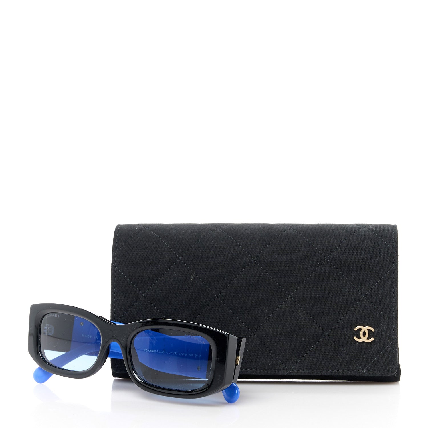 Chanel Acetate Rectangle Sunglasses 5525 Black Blue 8 of 8