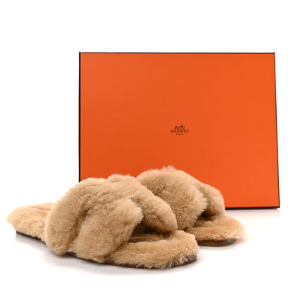 Hermes Woolskin Oran Sandals 36.5 Beige Argile 8 of 8