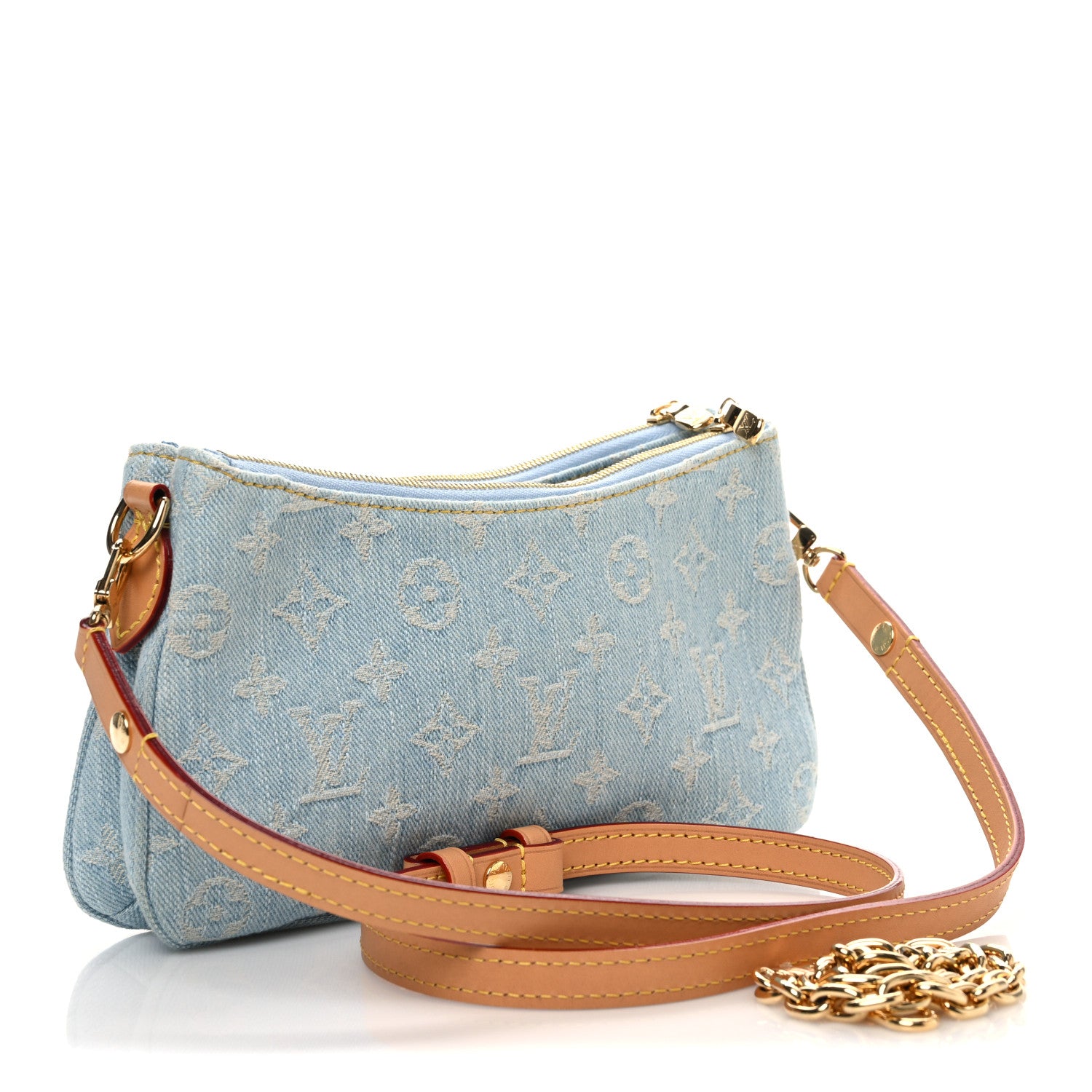 Louis Vuitton Monogram Denim Liv Pochette Sky Blue 3 of 11