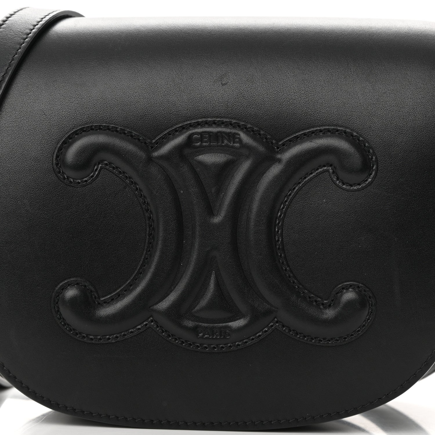 Celine Smooth Calfskin Cuir Triomphe Folco Crossbody Bag Black 9 of 17