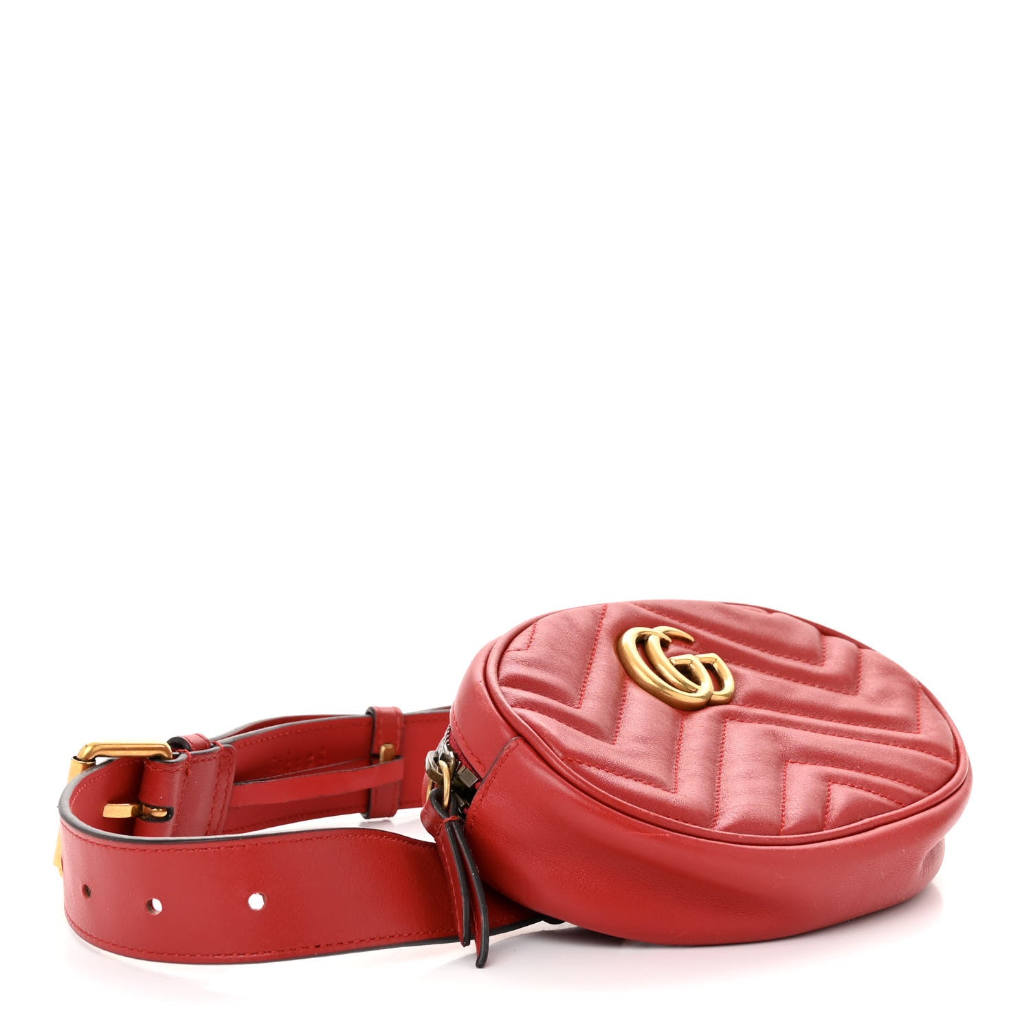 Gucci Calfskin Matelasse GG Marmont Belt Bag 95 38 Hibiscus Red 4 of 10