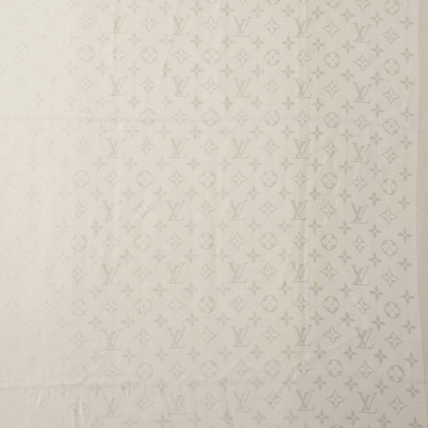 Wool Silk Monogram Shawl White