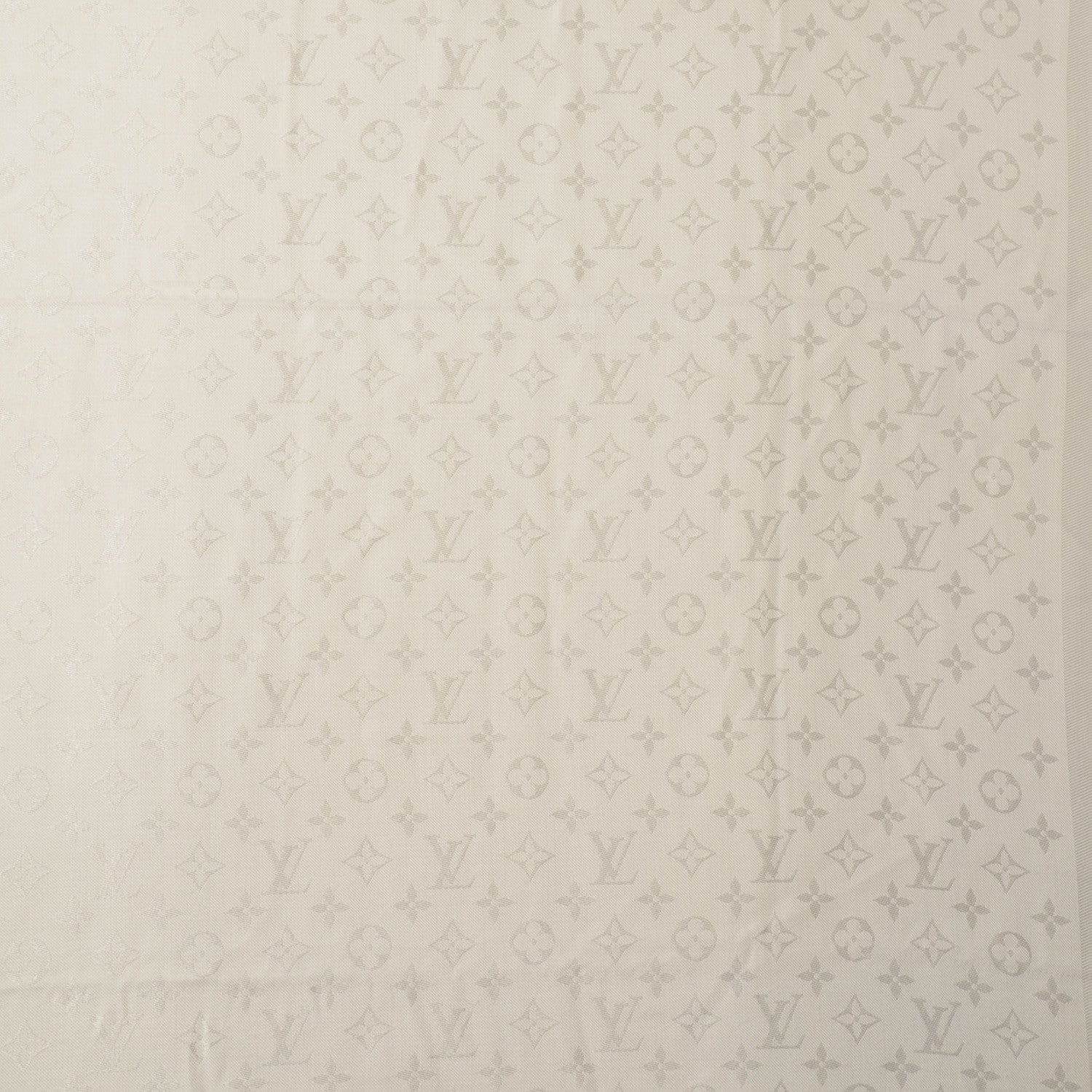 Louis Vuitton Wool Silk Monogram Shawl White 1 of 5