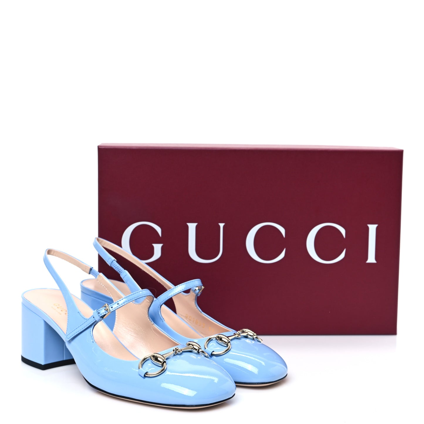 Vernice Crystal Horsebit Charlotte 42mm Slingback Pumps 37 Glacial Blue
