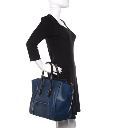 Celine Smooth Calfskin Mini Bi-Color Luggage Ocean Blue 2 of 12
