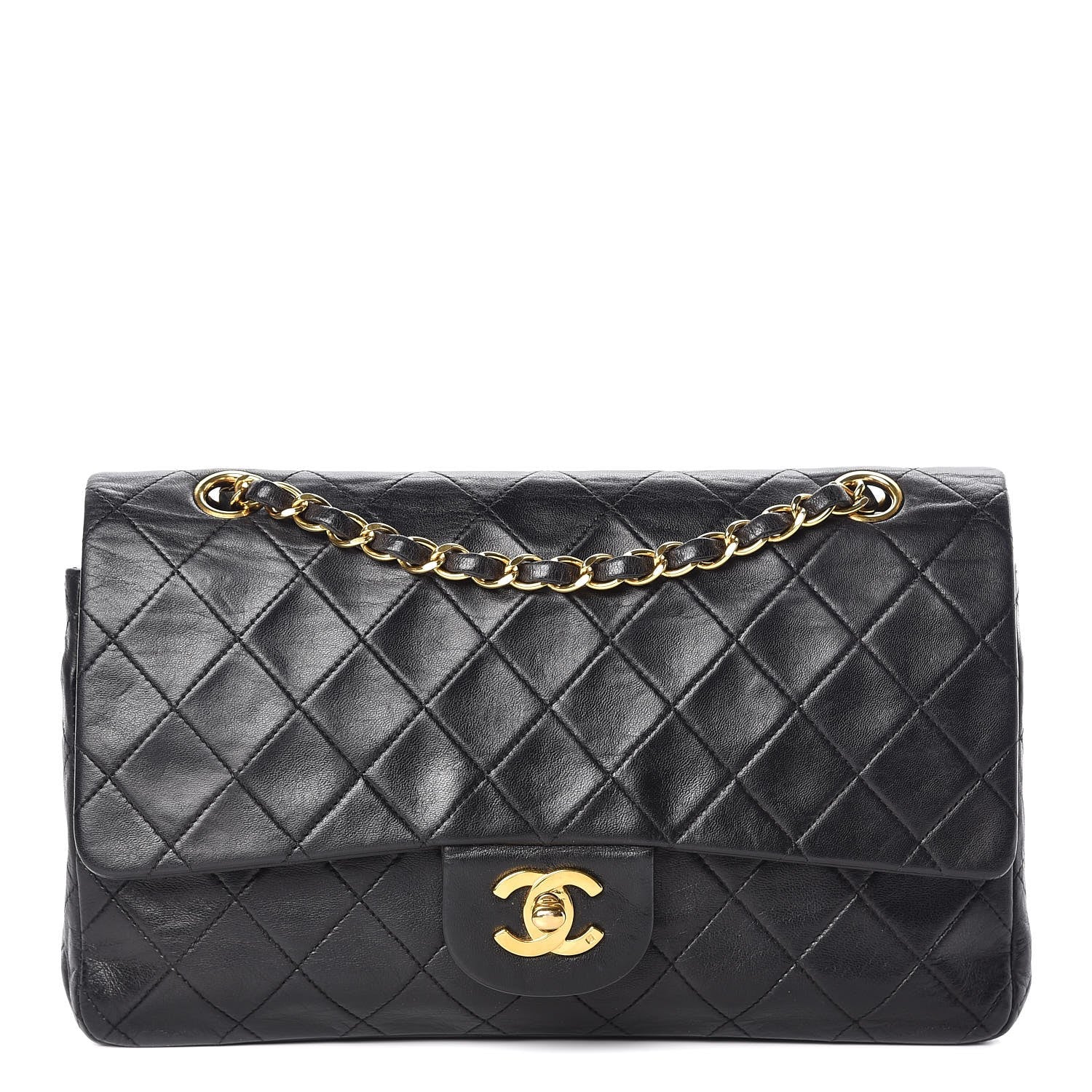 Chanel Lambskin Quilted Medium Double Flap Black 1 of 8