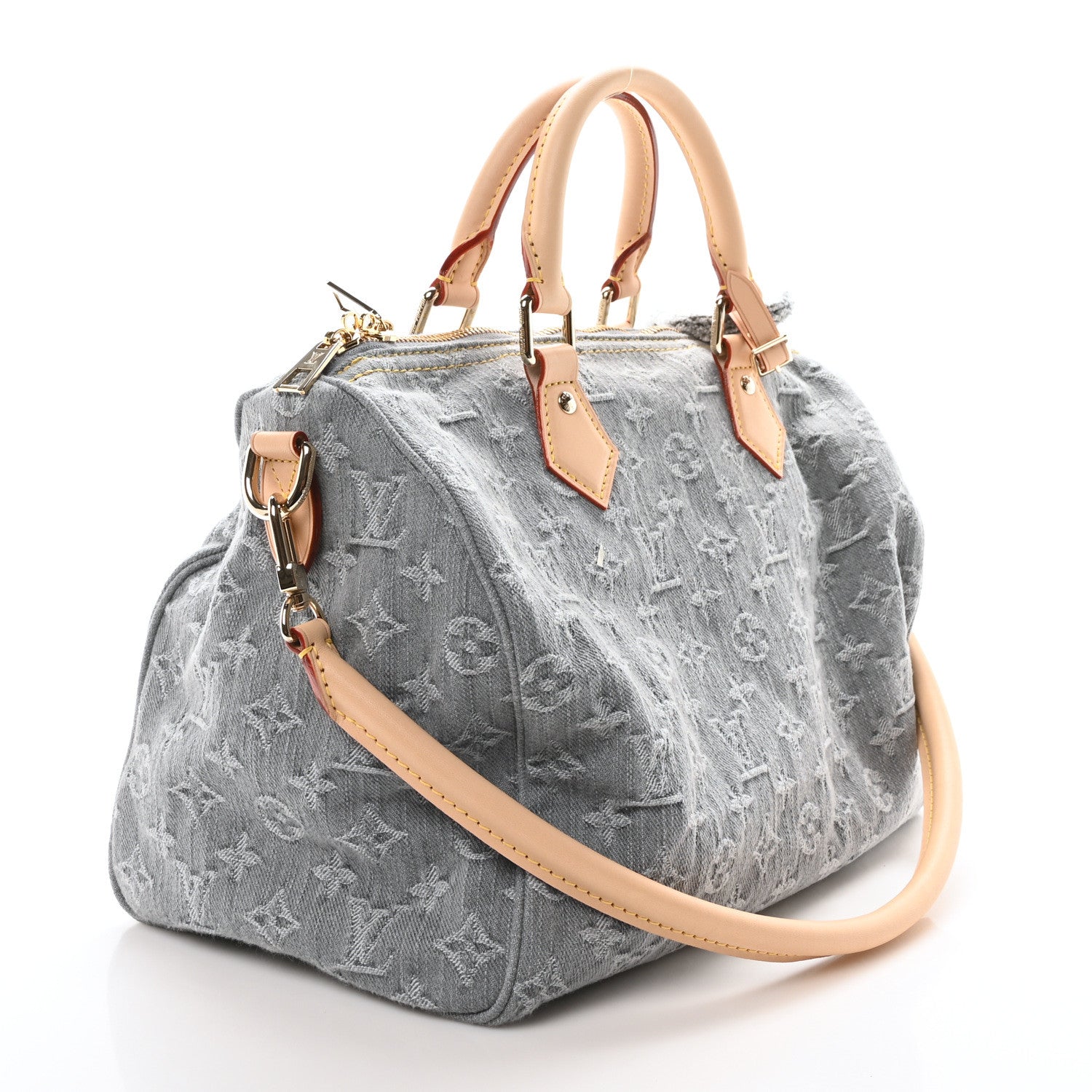 Louis Vuitton Monogram Denim Speedy Soft 30 Washed Gray 3 of 9