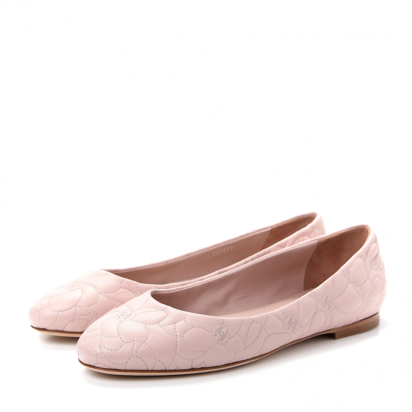 Lambskin Camellia Embroidered CC Ballerina Flats 41 Light Pink