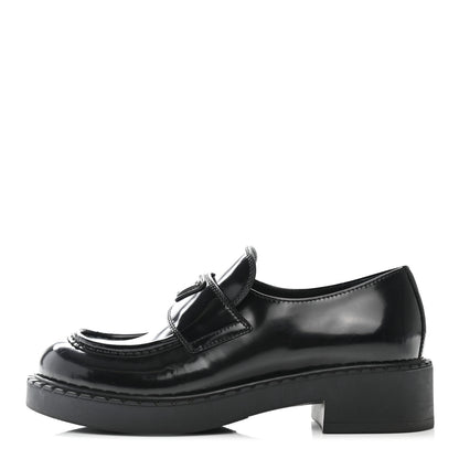 Prada Spazzolato Metal Triangle Logo 50mm Loafers 37 Black 1 of 22