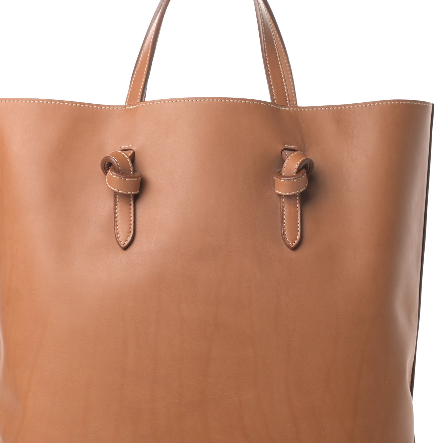 Supple Calfskin Tie Knot Twisted Tote Tan