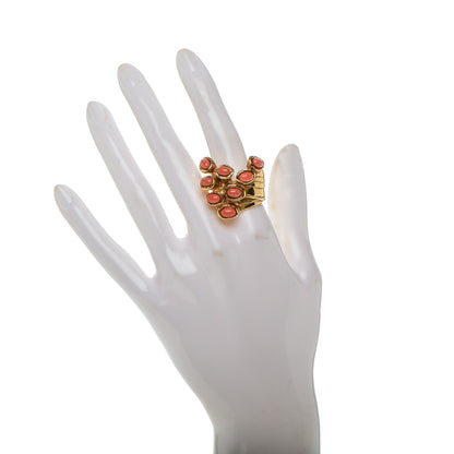 Saint Laurent Arty Dots Ring 8 Gold Coral 2 of 4