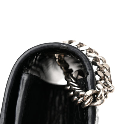 Saint Laurent Calfskin Crocodile Embossed Small Classic Monogram Kate Tassel Satchel Black 15 of 17