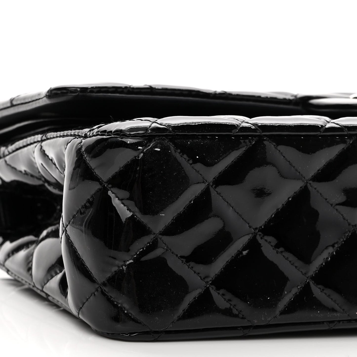 Patent Quilted Medium Double Flap Black
