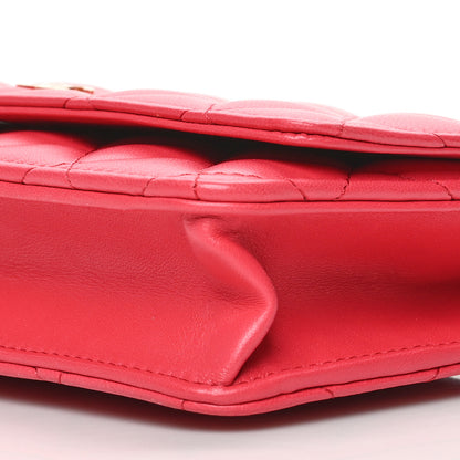 Chanel Lambskin Quilted Wallet On Chain WOC Light Red 10 of 10