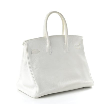 Hermes Taurillon Clemence Birkin 35 White 3 of 14