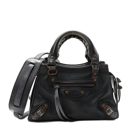 Balenciaga Smooth Calfskin Neo Classic Rust Hardware Mini City Navy 1 of 9