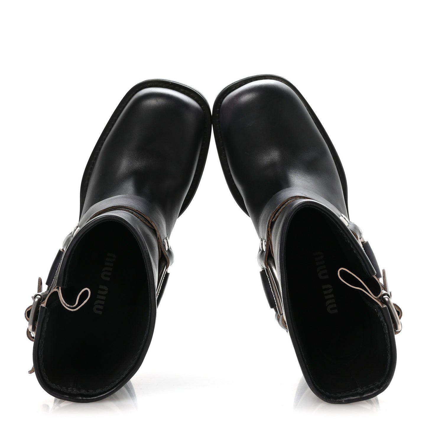 Calfskin Harness Enigneer Boots 37 Black
