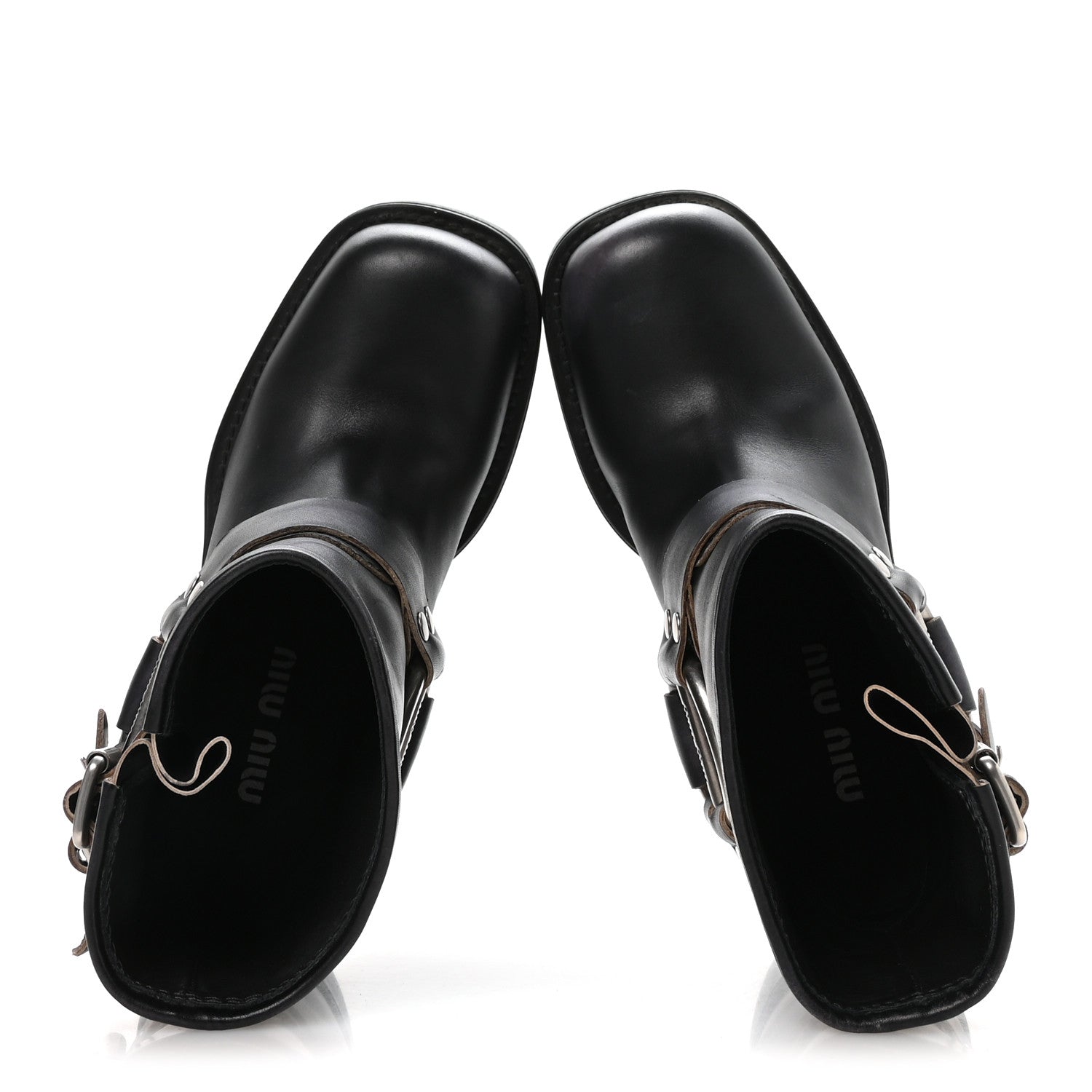 Miu Miu Calfskin Harness Enigneer Boots 37 Black 2 of 7