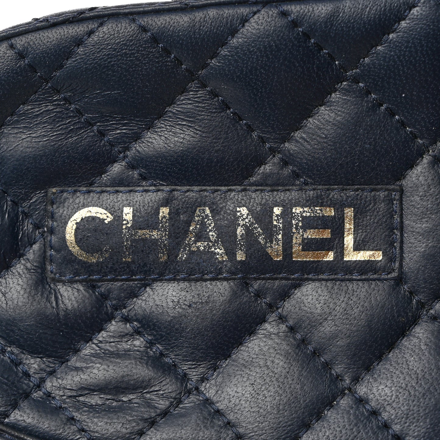 Lambskin Quilted CC Mules Sandals 39 Navy Blue