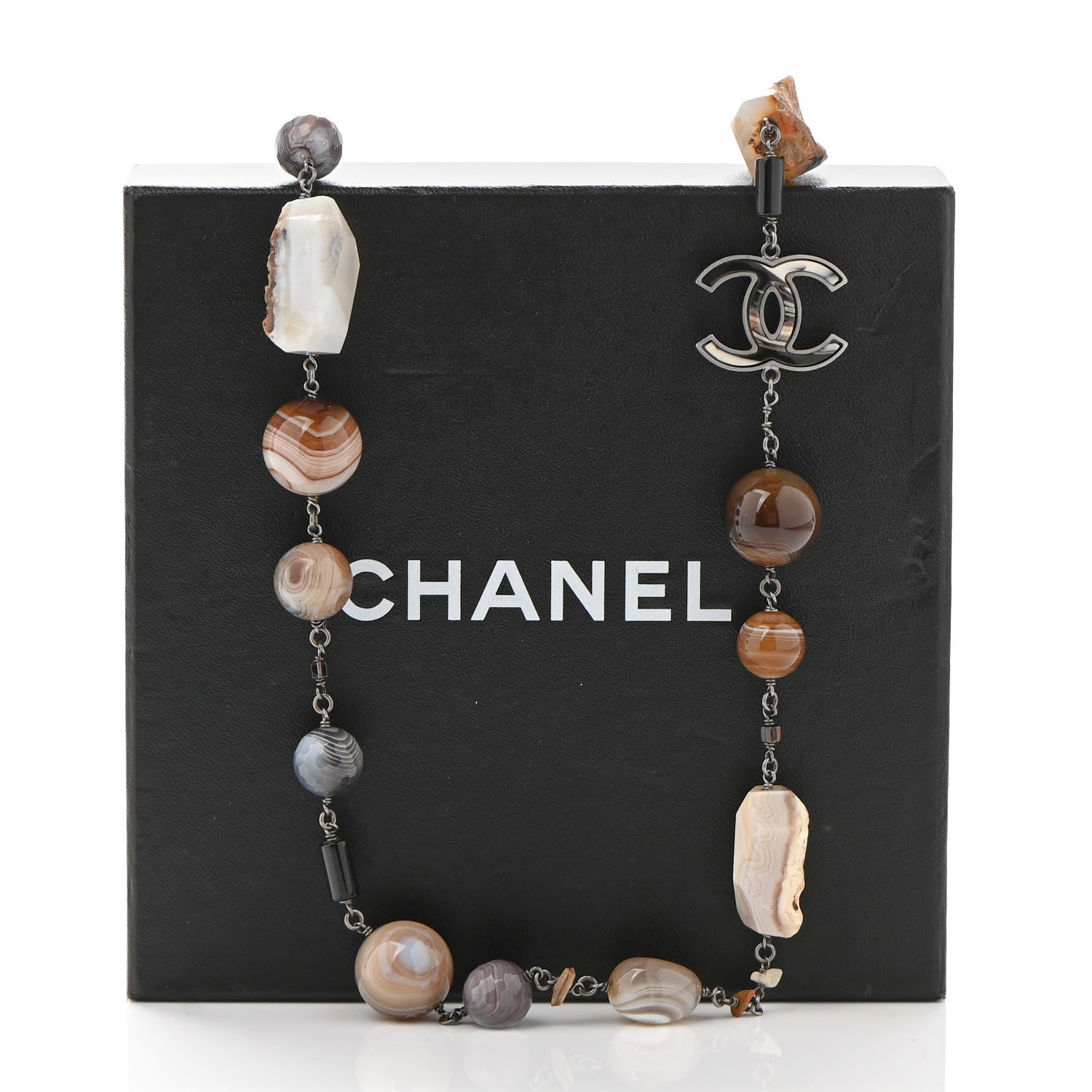 Chanel Stone CC Long Necklace Silver Multicolor 6 of 6