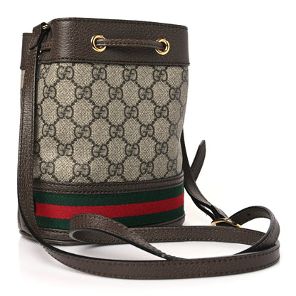 Gucci GG Supreme Monogram Web Mini Ophidia Bucket Bag Brown 3 of 9