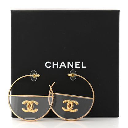 Chanel Metal Transparent Resin CC Hoop Earrings Gold 5 of 5