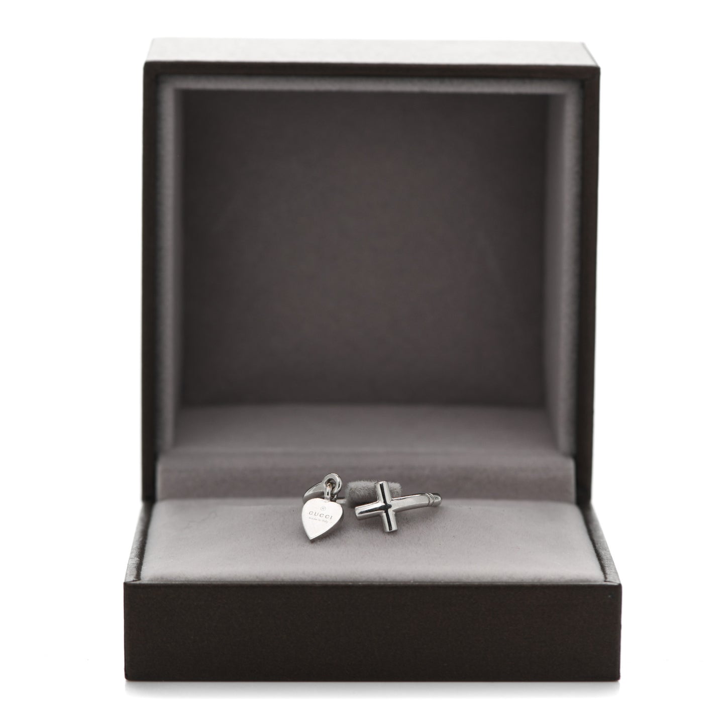18K White Gold Cross and Heart Ring 49 5