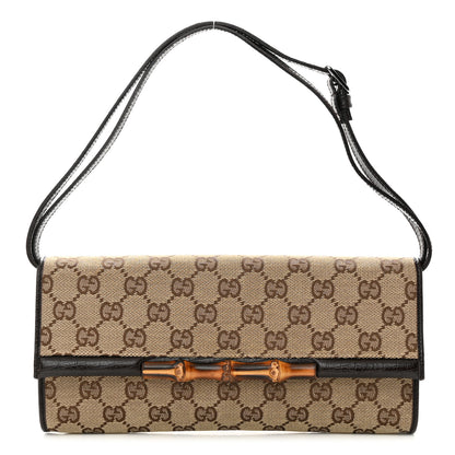 Gucci Monogram Bamboo Bar Clutch Dark Brown 1 of 9