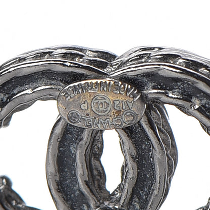 Chanel Ruthenium Crystal CC Earrings Silver Black 3 of 7