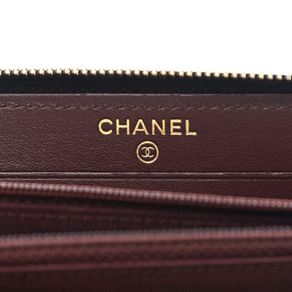 Chanel Caviar Chevron Quilted Small Zip Around Wallet Black 6 of 11