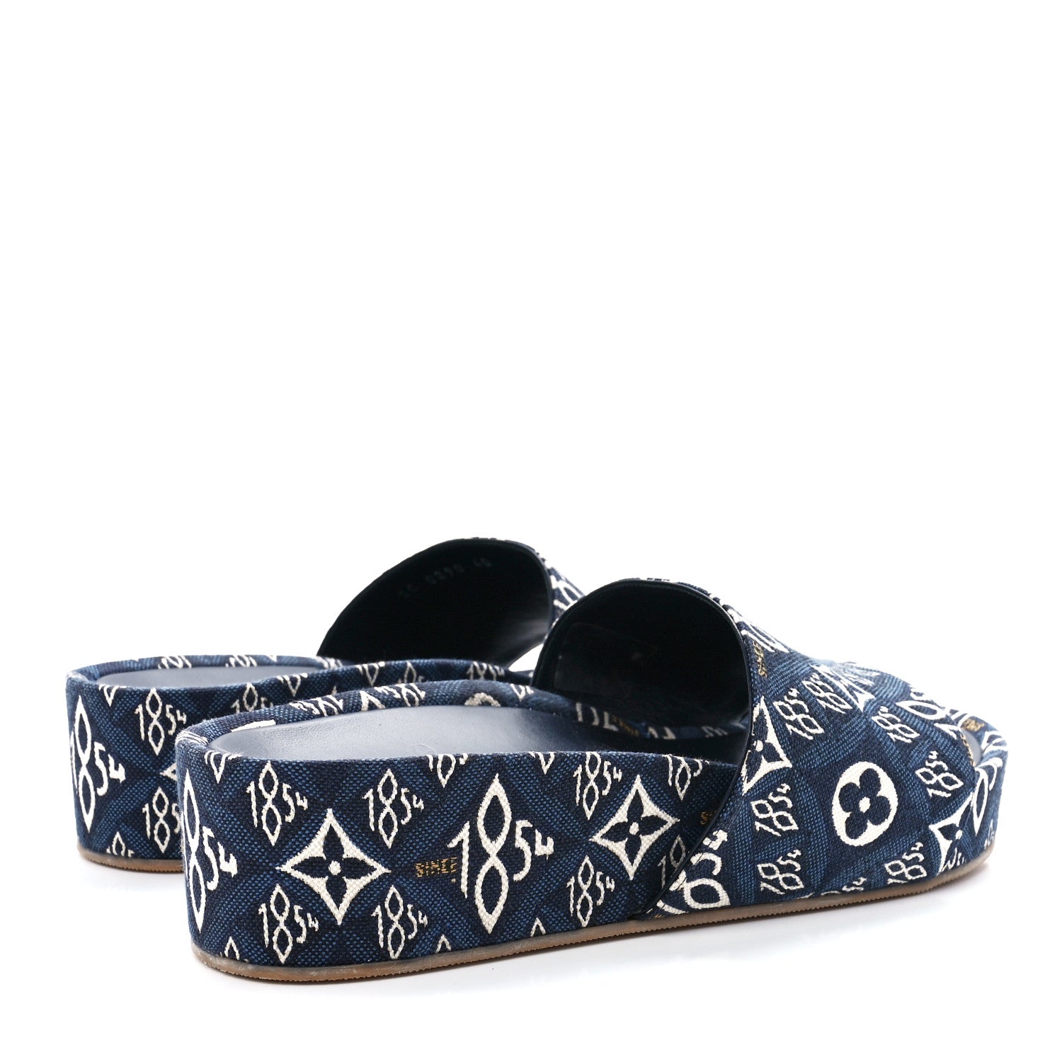Louis Vuitton Canvas Since 1854 Jumbo Flatform Mule Sandals 40 Blue 4 of 8