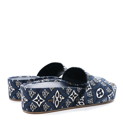Louis Vuitton Canvas Since 1854 Jumbo Flatform Mule Sandals 40 Blue 4 of 8