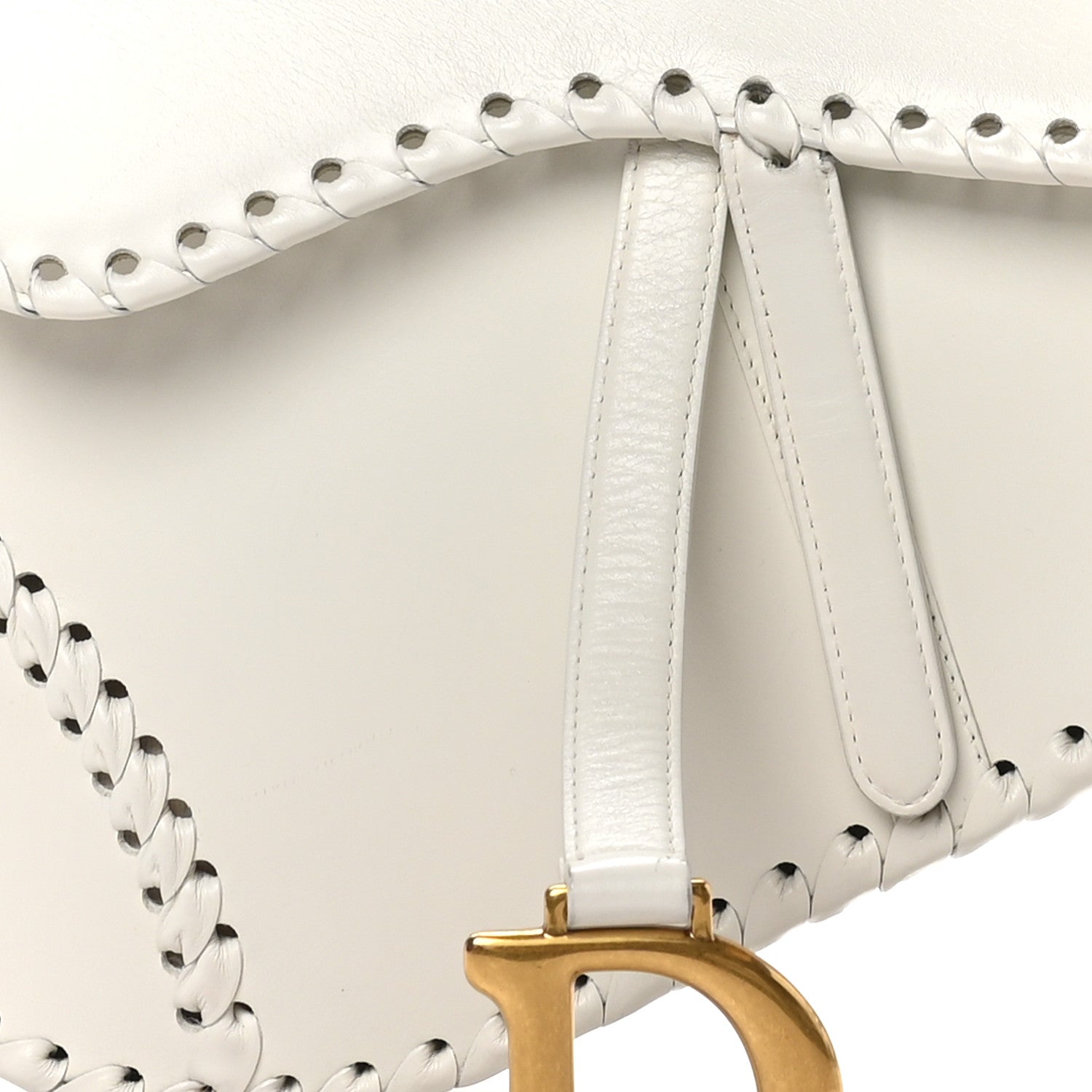 Christian Dior Calfskin Braided Saddle Bag White 1736118