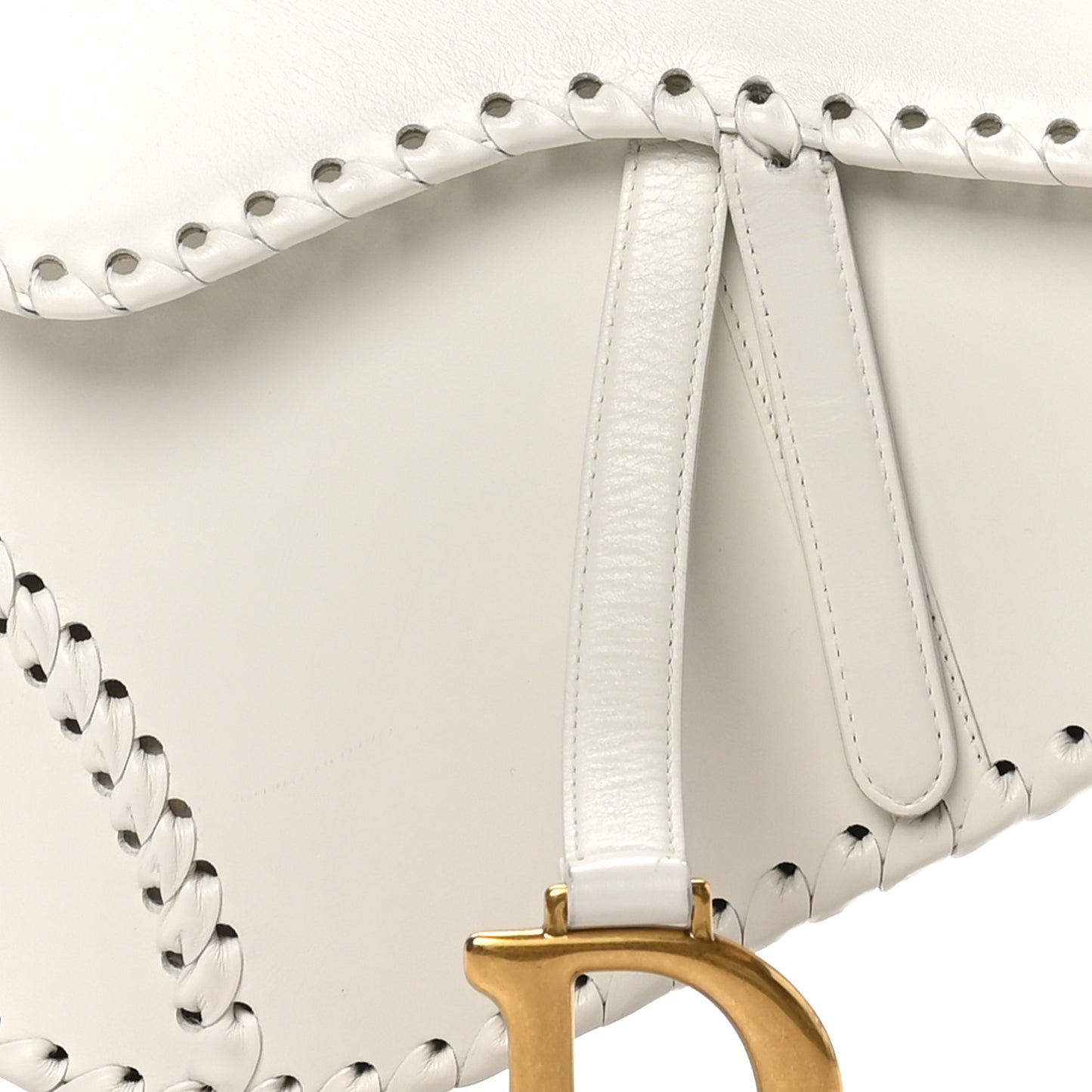 Calfskin Braided Saddle Bag White