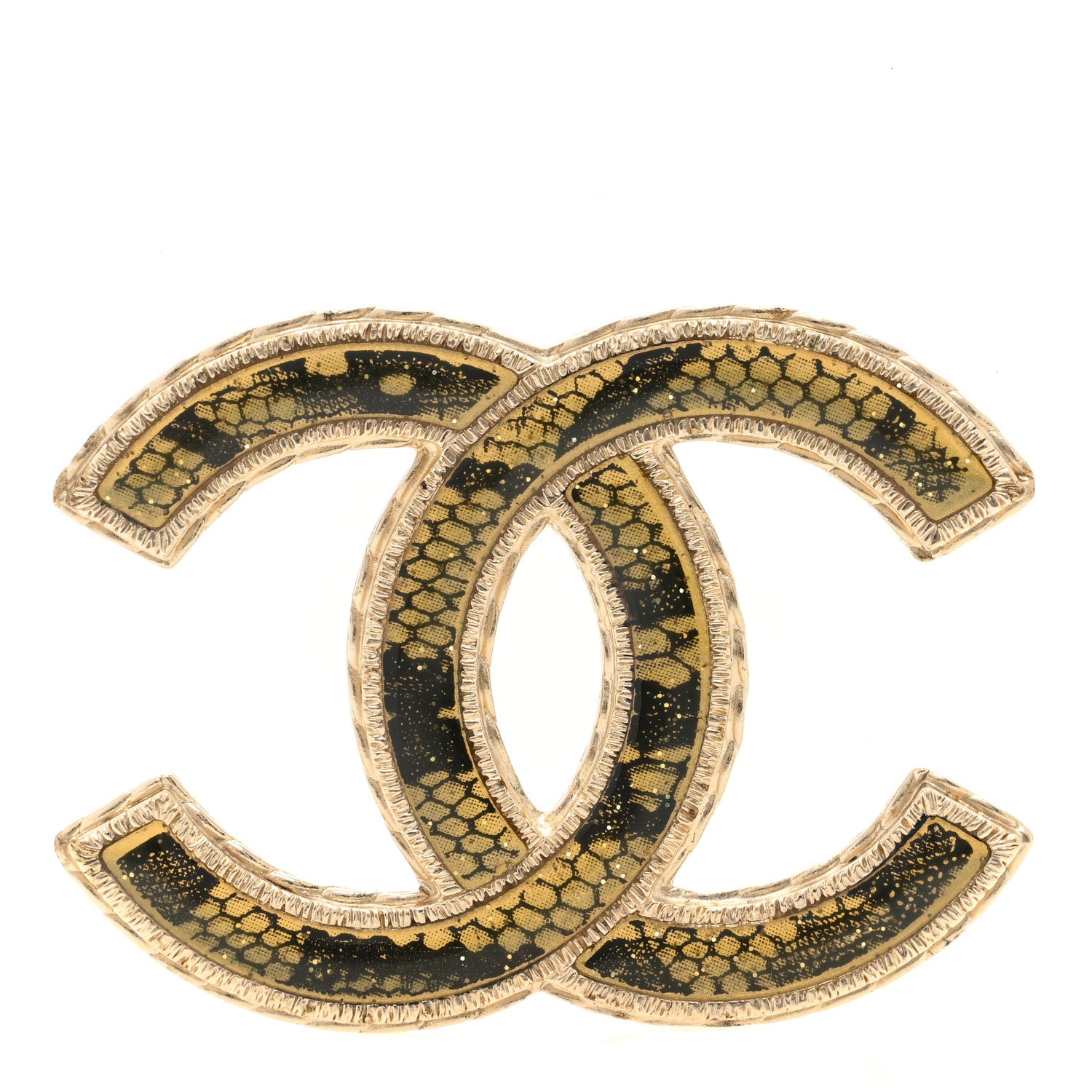 Chanel Metal Resin Large CC Brooch Gold 1 of 3