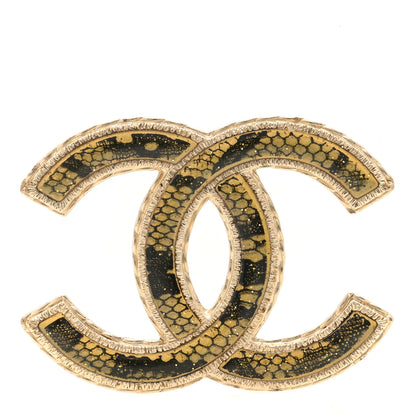 Chanel Metal Resin Large CC Brooch Gold 1 of 3