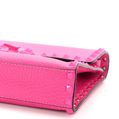 Valentino Garavani Pebbled Calfskin Enamel Monochrome Medium Rockstud Flip Lock Crossbody Bag Pink PP 9 of 9
