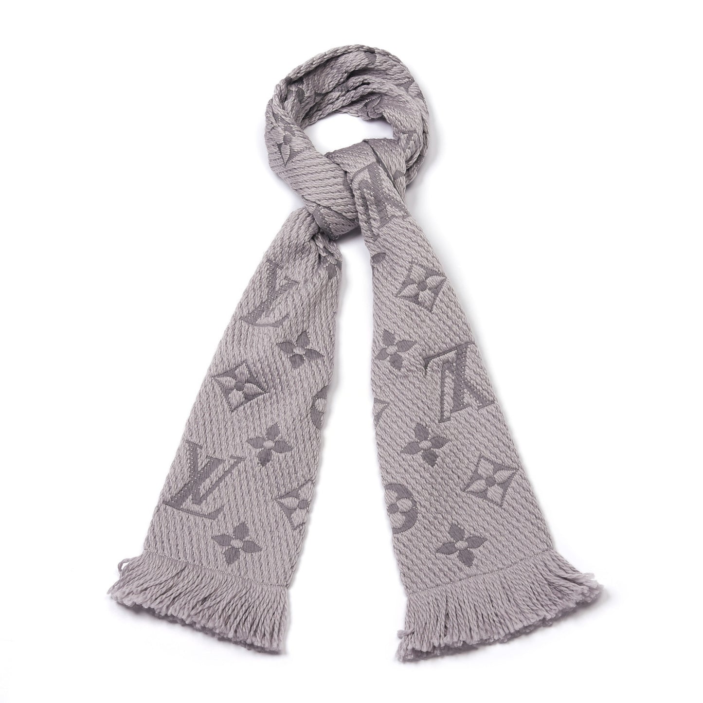 Wool Silk Logomania Scarf Pearl Grey